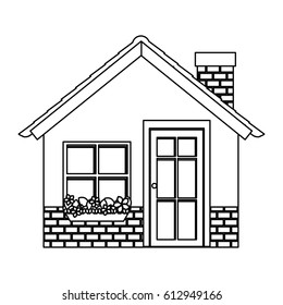 Silhouette Comfortable Facade House Chimney Vector Stock Vector ...