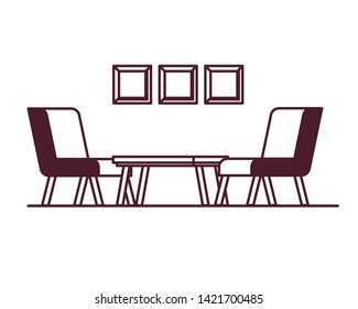 silhouette of comfortable sofa in living room with white background