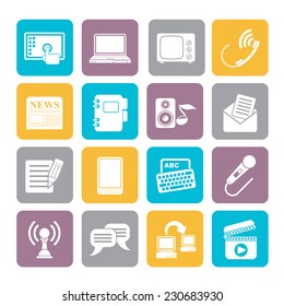 Silhouette Communication and connection icons - vector icon set