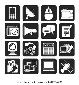 Silhouette Communication and Technology icons - Vector Icon Set