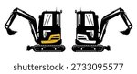 Silhouette of a compact excavator Design Art