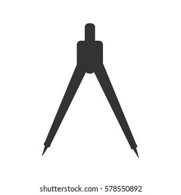 silhouette of compasses geometric tool black isolated object