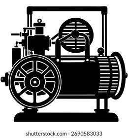 Silhouette of Compressor Machine on white background