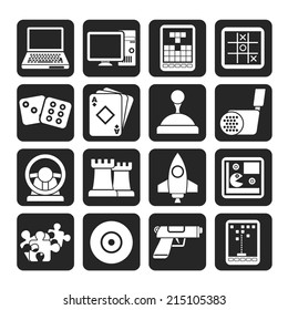Silhouette Computer Games tools and Icons - vector icon set 