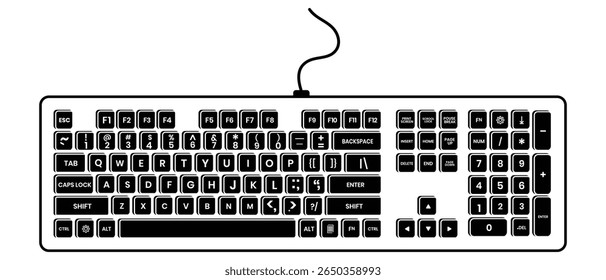 Silhouette of computer keyboard vector symbol design. Keyboard icon vector design for logo, app, web, UI, UX. Vector illustration.