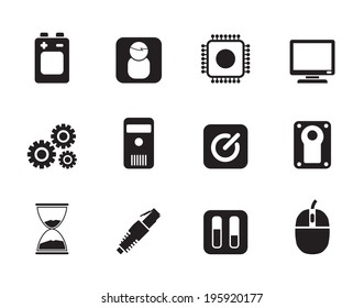 Silhouette Computer and mobile phone elements icon - vector icon set
