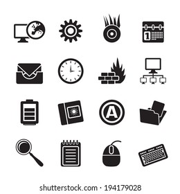 Silhouette Computer, mobile phone and Internet icons -  Vector Icon Set