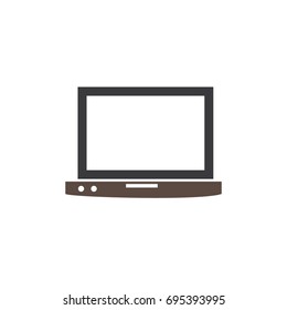 Silhouette of computer. Modern laptop icon for web project. Vector illustration