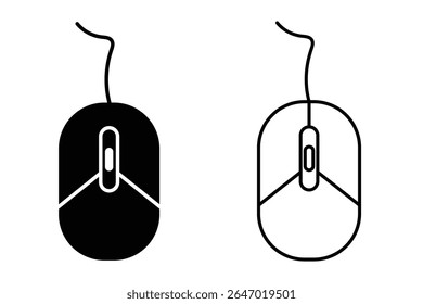 Silhouette of computer mouse symbol and sign on white background. Computer mouse vector icon design. Electronic device, mouse vector illustration.