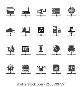 Silhouette Computer Network and internet icons - vector icon set 