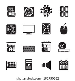 Silhouette Computer  performance and equipment icons - vector icon set