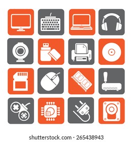 Silhouette Computer peripherals and accessories icons - vector icon set