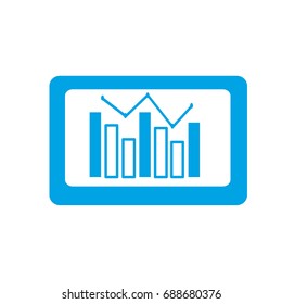 silhouette computer with statistics diagram bar
