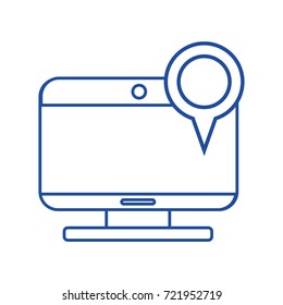 silhouette computer technology with magnifying glass icon