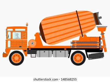 Silhouette of concrete mixer on a white background.