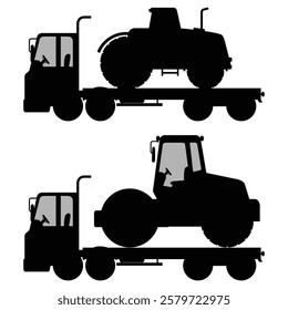 Silhouette of a Concrete Mixer Truck in Action on a Construction Site