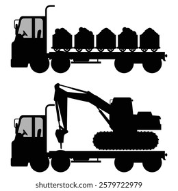 Silhouette of a Concrete Mixer Truck in Action on a Construction Site