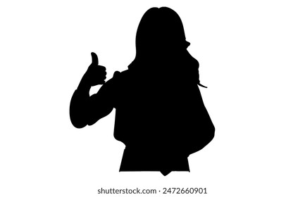 silhouette of confident businesswoman thumbs up