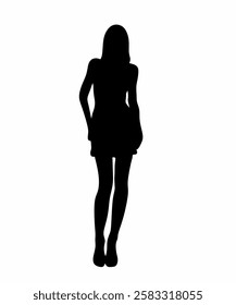 silhouette of Confident Woman posing Standing