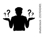 silhouette of confused man with question mark symbol