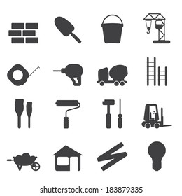 Silhouette Construction and Building Icon Set. Easy To Edit Vector Image