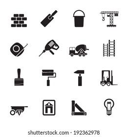 Silhouette Construction and Building icons - vector Icon Set 
