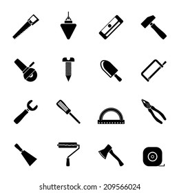 Silhouette Construction and Building Tools icons - Vector Icon Set