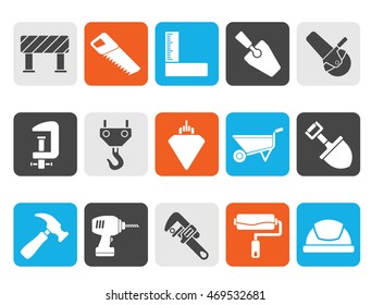 Silhouette Construction industry and Tools icons - vector icon set