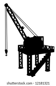 Silhouette of construction platform with crane