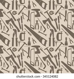 Silhouette construction tools icons seamless collection in vector style.