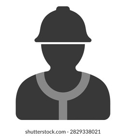 Silhouette of a construction worker wearing a hard hat and safety vest. Industrial safety symbol for building sites. Professional laborer icon.
