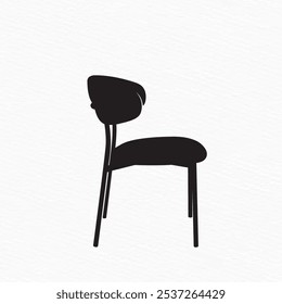 Silhouette of a contemporary chair with a curved backrest and cushioned seat, ideal for modern decor and furniture visuals