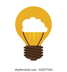 silhouette contour bulb with cloud inside