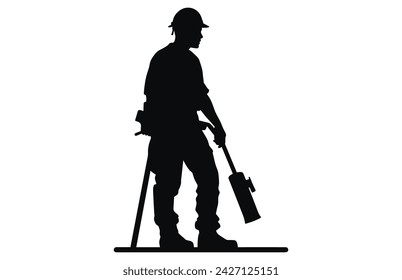 Ilustración del vector del trabajador del sitio del contratista, ilustración vectorial de la silueta de la actividad del trabajador del contratista.
