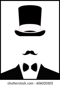 
Silhouette of a contrast with a mustache and butterfly
