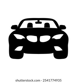 Silhouette of a convertible sports car from the front view, capturing elegance and speed. Perfect for automotive concepts, design, and transport industry visuals.