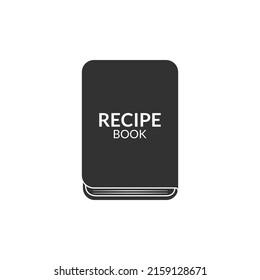 Silhouette cooking book icon with orange color. Recipe book text. Icon for web design, apps, sticker, banner, poster, printing usage and part of logo. 