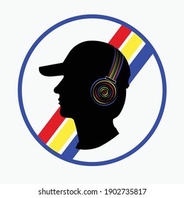 Silhouette of a cool man enjoying music, colorful headphone, Vector illustration design for t shirt graphics, print, cards, stickers and other uses.