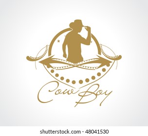 Silhouette of cool mean looking cowboy, vector illustration