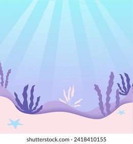 silhouette of coral reef with fish and divers on blue sea background underwater vector illustration