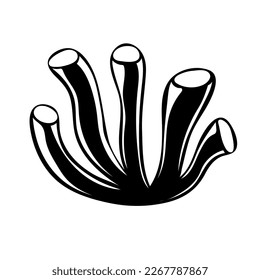 Silhouette of coral or seaweed. Botanical Illustration. Underwater flora, sea plant. Concept of sea and ocean life. Vector illustration