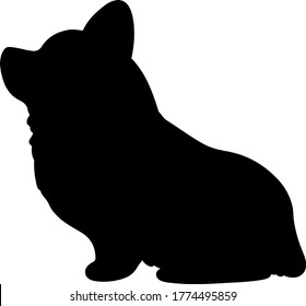 Silhouette of Corgi sitting in side view