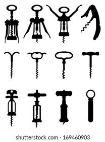 Silhouette Of Corkscrew, Vector Illustration