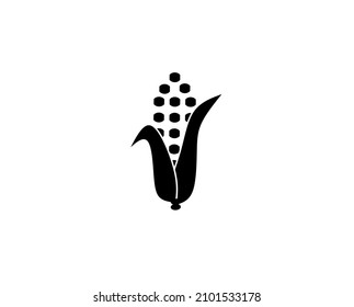 Icono de Silhouette Corn aislado en fondo blanco. Ilustración del vector