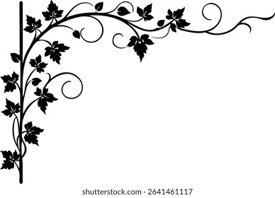 Silhouette Of Corner Border With Fall Vines - Professional Grade Image
