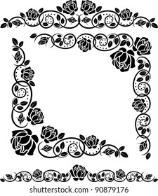 silhouette corners with roses decoration