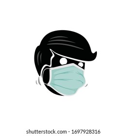 Silhouette corona virus logo. Editable EPS vector file. Icon for covid patient face protection, trending sick in the world. Micro bacteria 2019-nCoV infection concept Social distancing and outdoor act
