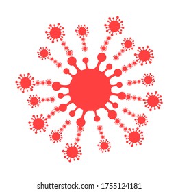 The silhouette of a coronavirus is composed of small coronaviruses. Vector illustration