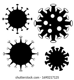 Silhouette of a coronavirus. Virus, bacterium, microbe. Isolated on a white background.