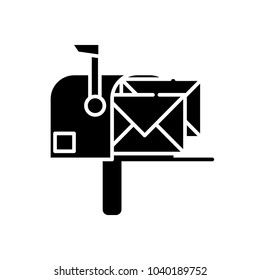 silhouette correspondence mailbox with post letter message
